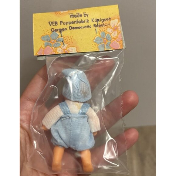 Vintage VEB Puppenfabrik Konigsee GDR 3" Miniature Rubber New In Package - Picture 5 of 5